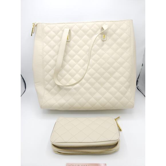 Joy & Iman 100% Leather Tan Handbag With Matching 100% Leather Tan Wallet - Picture 6 of 9